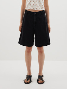 Pants Shorts: Denim Bermuda Shorts in Black