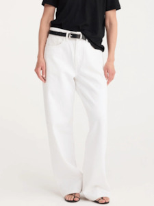 Pants Shorts: Low Waist Wide Leg Denim in White