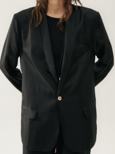 Silk Twill Miami Blazer in Black