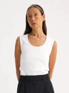 Tees Tops: Dense Rib Scoop Neck Top in Optic White