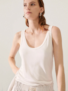 Scoop Neck Tank in White