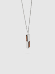 Cube Pendant Necklace in Silver Tiger Eye