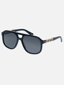 Gucci: Pilot Sunglasses in Black