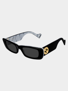 Rectangular Slim Acetate Sunglasses in Black