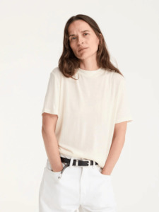 Roheframes: Relaxed Wool T-Shirt in Cream