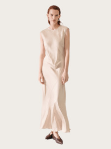 Silk Laundry: Splice Sleeveless Dress in Hazelnut