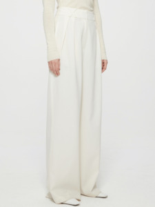 Wide Leg Tailored Trousers in Cream