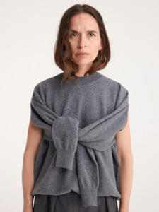 Crew Neck with Open Armhole in Mid Grey Melange