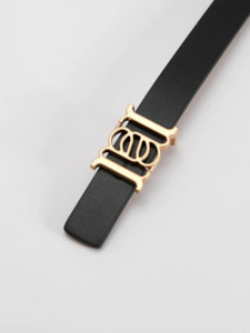Belts: Double-sided Monogram Calfskin Slim Belt in Gold
