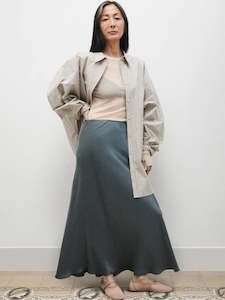 PRE-ORDER Long Bias Cut Skirt in Slate