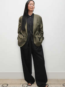 Blazers Coats: PRE-ORDER Silk Twill Miami Blazer in Pine