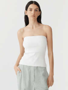 Bassike: Rib Tubular Tank in White