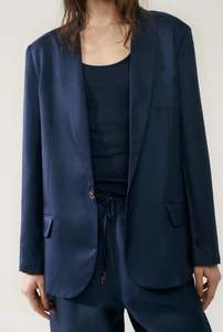 Blazers Coats: Silk Twill Miami Blazer in Midnight Blue