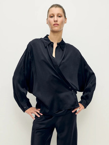 Chiffon Crossover Shirt in Black