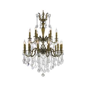 Crystal Chandeliers: AMERICANA 18 Light Crystal Chandelier - Antique Bronze Style