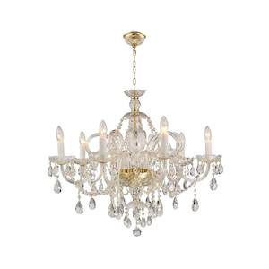 Crystal Chandeliers: Bohemian Prague 8 Arm Crystal Chandelier - Brass Fixtures