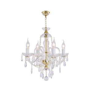 Bohemian Prague 4 Arm Crystal Chandelier - Brass Fixtures