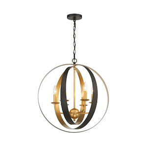 Carson Collection - 6 Lights Orb Chandelier - English Bronze & Gold