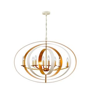 Crystal Pendant Lighting: Carson Collection - 8 Lights Orb Chandelier - White & Gold