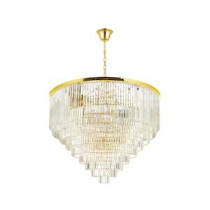Crystal Pendant Lighting: Odeon (Oasis) Chandelier- Large 9 Layer - Gold Finish - W:130cm