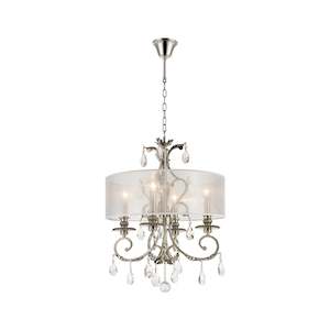 ARIA - Hampton 4 Arm Chandelier - Nickel Plated - Orb Outer Shade