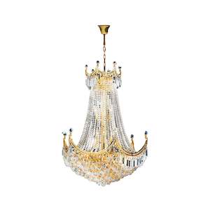 Basket Chandeliers: Royal Empire Crystal Basket Chandelier - GOLD- W:76cm
