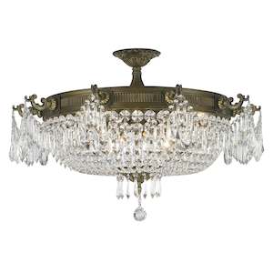Regency Basket Chandelier - Antique Bronze Style - Flush Mount - W:75cm H:45cm