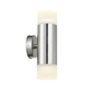 Clearance: Caspian Outdoor Collection- Frosted Glass - Wall Sconce- Stainless Steel