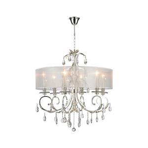 Aria Collection: ARIA - Hampton 6 Arm Chandelier - Silver Plated - Orb Outer Shade