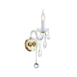 Bohemian Prague Collection: Bohemian Elegance Single Arm Wall Light Sconce- Brass Fixtures (to match Prague series)