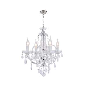 Bohemian Prague Collection: Bohemian Prague 4 Arm Crystal Chandelier - Chrome Fixtures