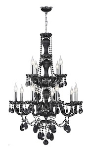 Bohemian Jet Black Collection: Jet Black Bohemian Chandelier - 12 ARM