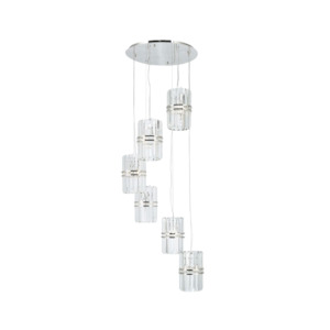 Contemporary Wave Spiral Ball Cluster Collections: Ashton Collection - 6 Light Pendant Cluster - W: 65cm - Polished Nickel