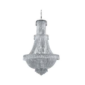 Crystal Chandeliers: Large Empire Basket Chandelier - Chrome - 17 Light