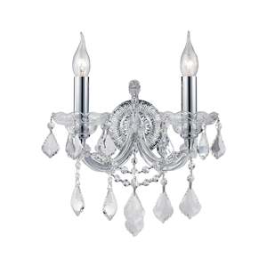 Double Maria Theresa Wall Light Sconce - Chrome Fixtures