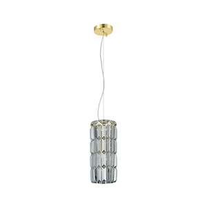 Modular Cylinder Crystal Pendant - Round - Height 37cm - Light Gold - Smoke Crystal