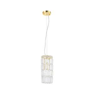 Modular Cylinder Crystal Pendant - Round - Height 37cm - Light Gold - Clear Crystal