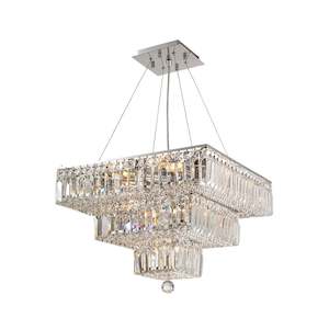 Modular Collection: Modular 3 Tier Crystal Pendant - Square - Chrome Fixtures