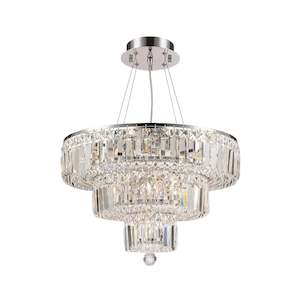 Modular Collection: Modular 3 Tier Crystal Pendant - Round - Chrome Fixtures