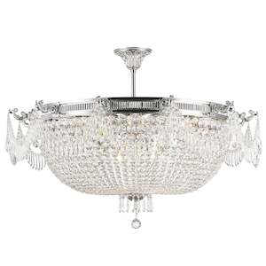 Regency Basket Collection: Regency Basket Chandelier - Chrome Finish - Flush Mount - W:100cm H:55cm