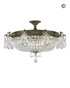 Regency Basket Chandelier - Antique Bronze Style - Flush Mount - W:75cm H:45cm