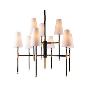 Chester Collection - 9 Light - Chandelier - Satin Brass & Black - W:75cm