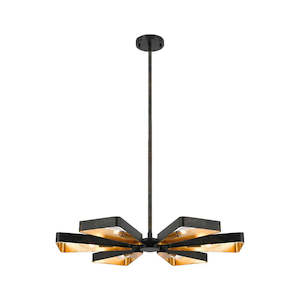 Modern Filter: Carson Collection - Black & Gold Chandelier - 6 Light - gold-1
