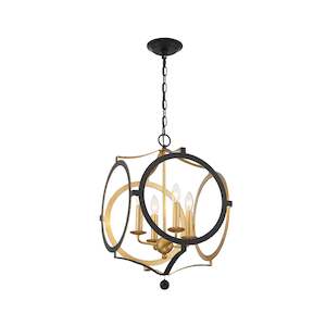 Weston Collection - Chandelier - Matte Black & Gold Leaf Frame - W:50cm