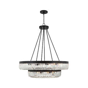 Clear: Clover Collection - 2 Tier Chandelier - Charcoal Bronze - bronze