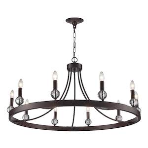 Bronze Filter: Harper Collection - 10 Light Chandelier - Warm Bronze