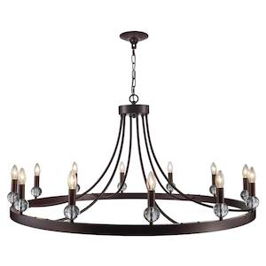 Bronze Filter: Harper Collection - 12 Light Chandelier- Warm Bronze