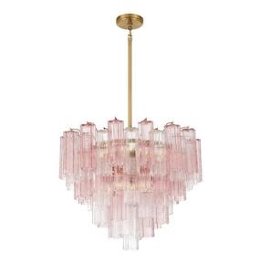 Odelle Collection - Ring Chandelier - Pink & Brass - W:68cm