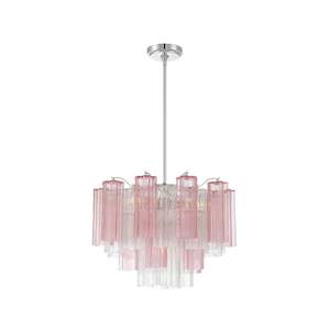 Odelle Collection - Ring Chandelier - Pink & Chrome - W:50cm
