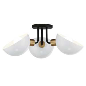 Flush Mount Chandeliers: Gamma Collection - 3 Light - Flush Mount - Matte Black & Satin Brass